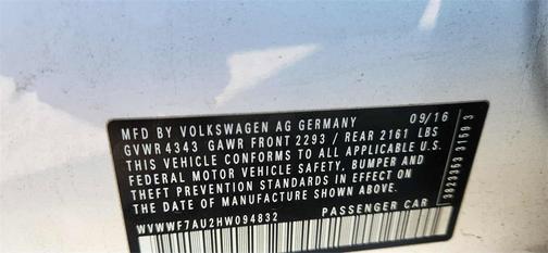 2017 Volkswagen Golf R 2.0T Manual