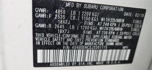 2018 Subaru Outback 3.6R Limited