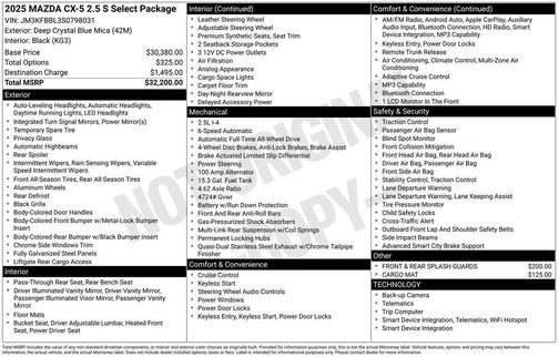2025 Mazda CX-5 2.5 S Select Package