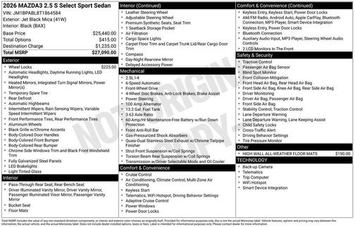 2026 Mazda Mazda3 2.5 S Select Sport