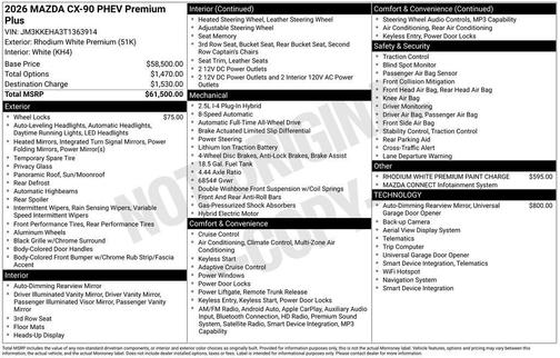 2026 Mazda CX-90 PHEV Premium Plus
