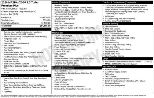 2026 Mazda CX-70 3.3 Turbo Premium Plus