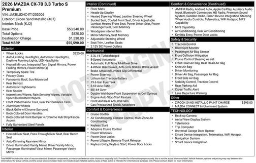 2026 Mazda CX-70 3.3 Turbo S Premium