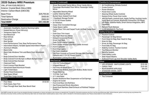 2020 Subaru WRX Premium