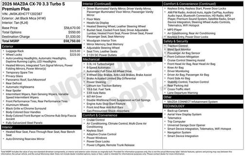 2026 Mazda CX-70 3.3 Turbo S Premium Plus