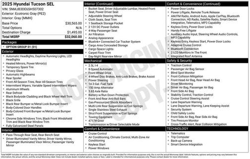 Ecotronic Gray 2025 Hyundai TUCSON SEL