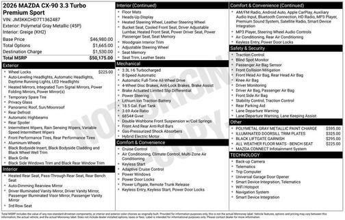2026 Mazda CX-90 3.3 Turbo Premium Sport