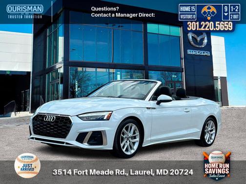 Glacier White Metallic/Black Roof 2023 Audi A5 Premium 45 TFSI S line quattro S tronic