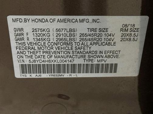 2019 Acura MDX 3.5L w/Advance Package