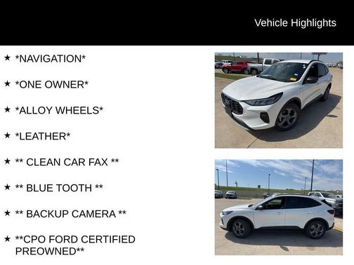 Star White Metallic Tri-Coat 2025 Ford Escape ST-Line