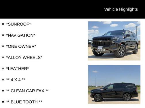 Black 2023 Chevrolet Tahoe 4WD Z71