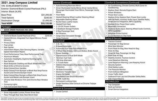 Diamond Black Crystal Pearlcoat 2021 Jeep Compass Limited