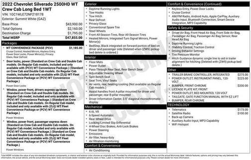 Summit White 2022 Chevrolet Silverado 2500 WT