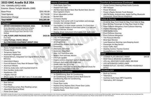 Ebony Twilight Metallic 2023 GMC Acadia AWD SLE