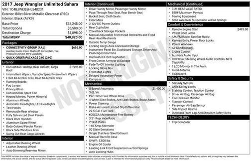 Billet Silver Metallic Clearcoat 2017 Jeep Wrangler Unlimited Sahara