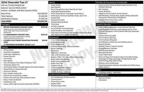 Summit White 2024 Chevrolet Trax LT