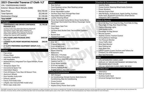 Mosaic Black Metallic 2021 Chevrolet Traverse LT Cloth