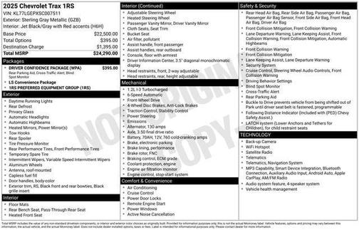 Sterling Gray Metallic 2025 Chevrolet Trax FWD 1RS