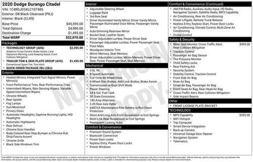DB Black Clearcoat 2020 Dodge Durango Citadel AWD