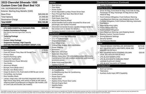 Sterling Gray Metallic 2023 Chevrolet Silverado 1500 Custom