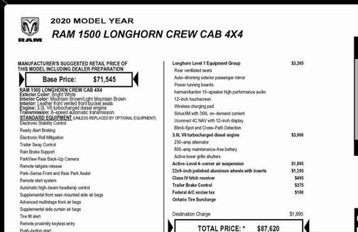 2020 RAM 1500 Longhorn