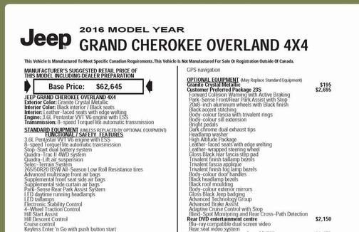 2016 Jeep Grand Cherokee Overland