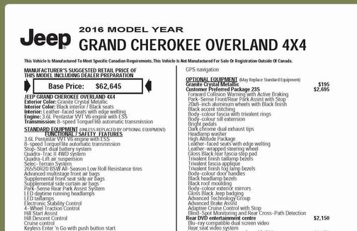 2016 Jeep Grand Cherokee Overland