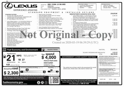 2020 Lexus LS 500 Base