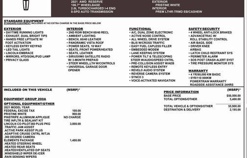 2021 Lincoln Corsair Reserve