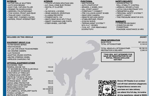 Shadow Black 2023 Ford Bronco Outer Banks