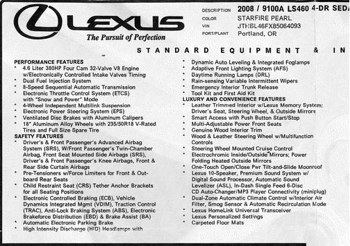 2008 Lexus LS 460 Base