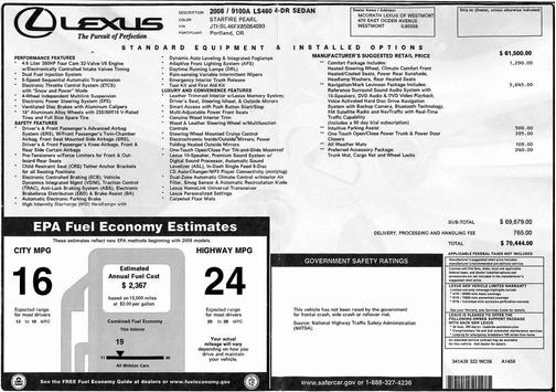 2008 Lexus LS 460 Base