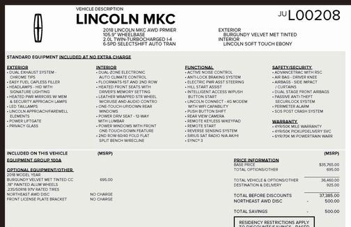 2018 Lincoln MKC Premiere