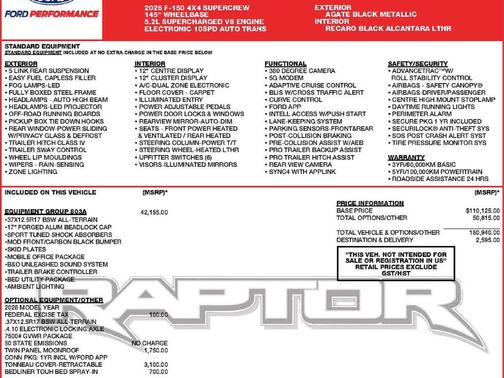 Agate Black Metallic 2026 Ford F-150 Raptor R