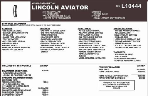 2021 Lincoln Aviator Reserve AWD