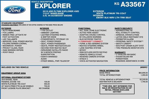 2019 Ford Explorer Platinum