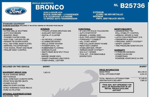 2022 Ford Bronco Black Diamond
