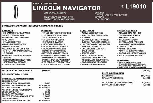 2018 Lincoln Navigator Reserve