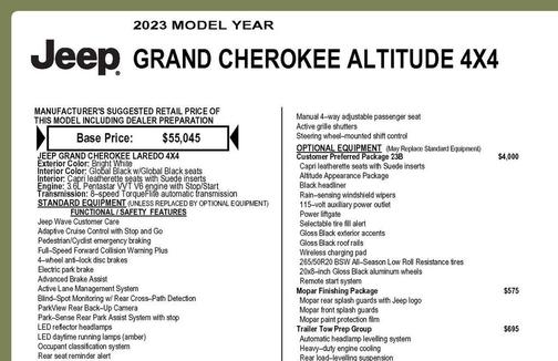 Bright White Clearcoat 2023 Jeep Grand Cherokee Altitude