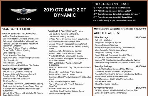 2019 Genesis G70 2.0T Advanced