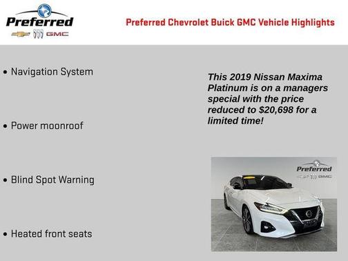 White 2019 Nissan Maxima 3.5 Platinum