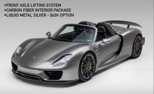 Liquid Metal Silver 2015 Porsche 918 Spyder Liquid Metal Silver Carbon Interior Pack Carbon Diffuser Blades Front Lift