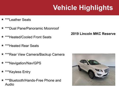 White Platinum 2019 Lincoln MKC Reserve