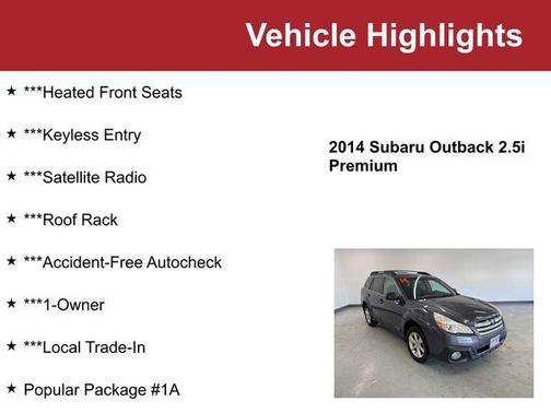 Carbide Gray Metallic 2014 Subaru Outback 2.5i Premium
