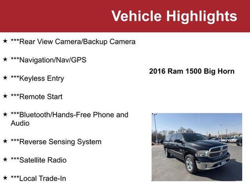 Brilliant Black Crystal Pearlcoat 2016 RAM 1500 Big Horn