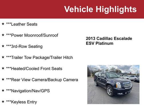 Sapphire Blue Metallic 2013 Cadillac Escalade ESV Platinum Edition