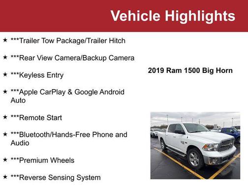 Bright White Clearcoat 2019 RAM 1500 Big Horn