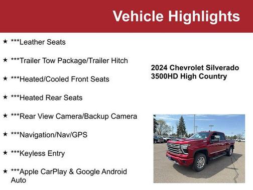 Radiant Red Tintcoat 2024 Chevrolet Silverado 3500 High Country