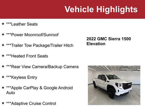 Summit White 2022 GMC Sierra 1500 Elevation