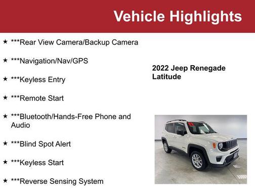 Alpine White Clearcoat 2022 Jeep Renegade Latitude
